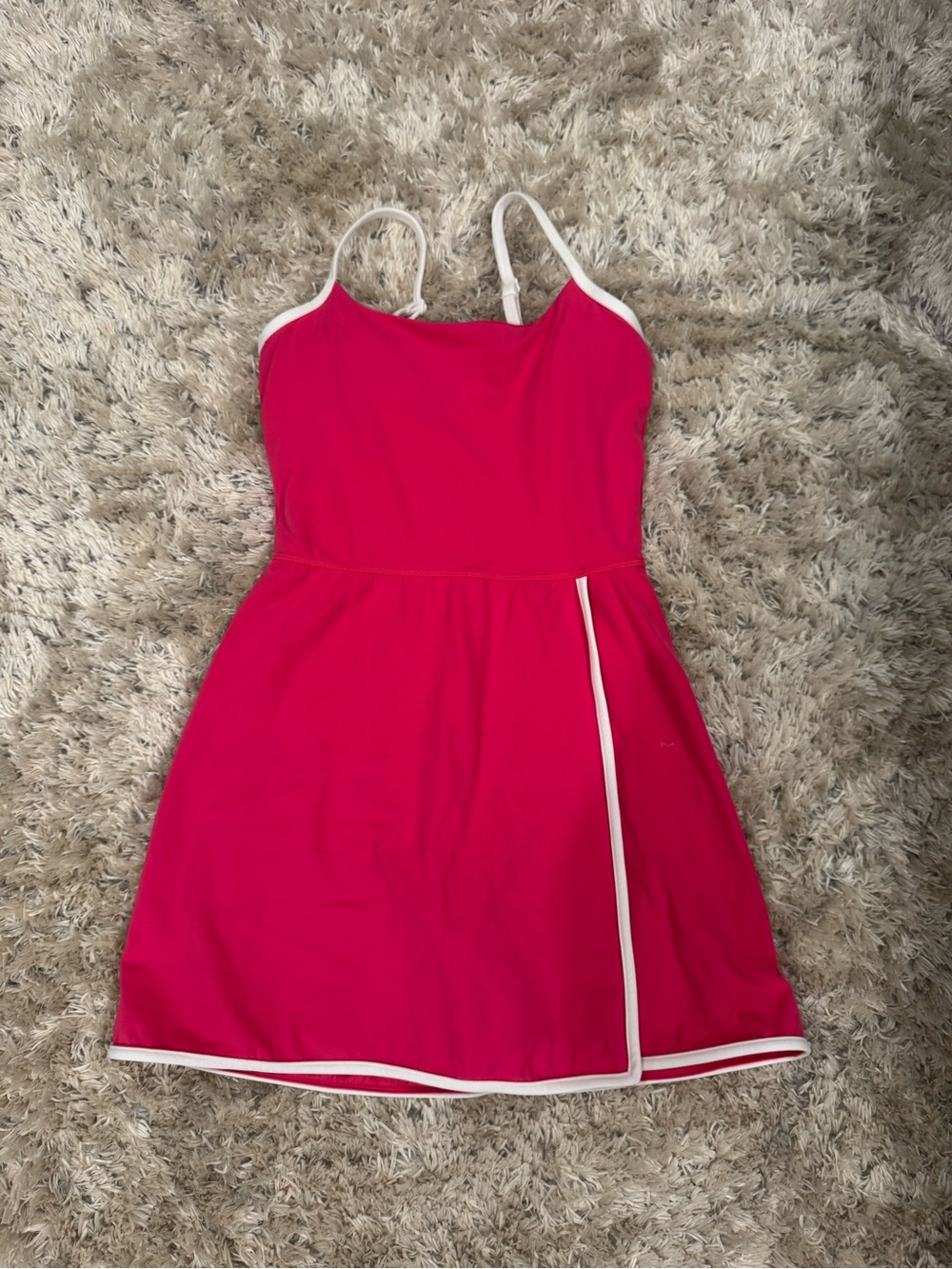 Girls' Pink all in motion Dress with White Trim